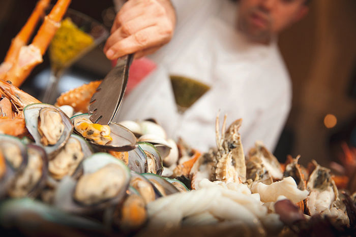 The Asian Fusion lunch buffet at The Sails also includes a seafood selection