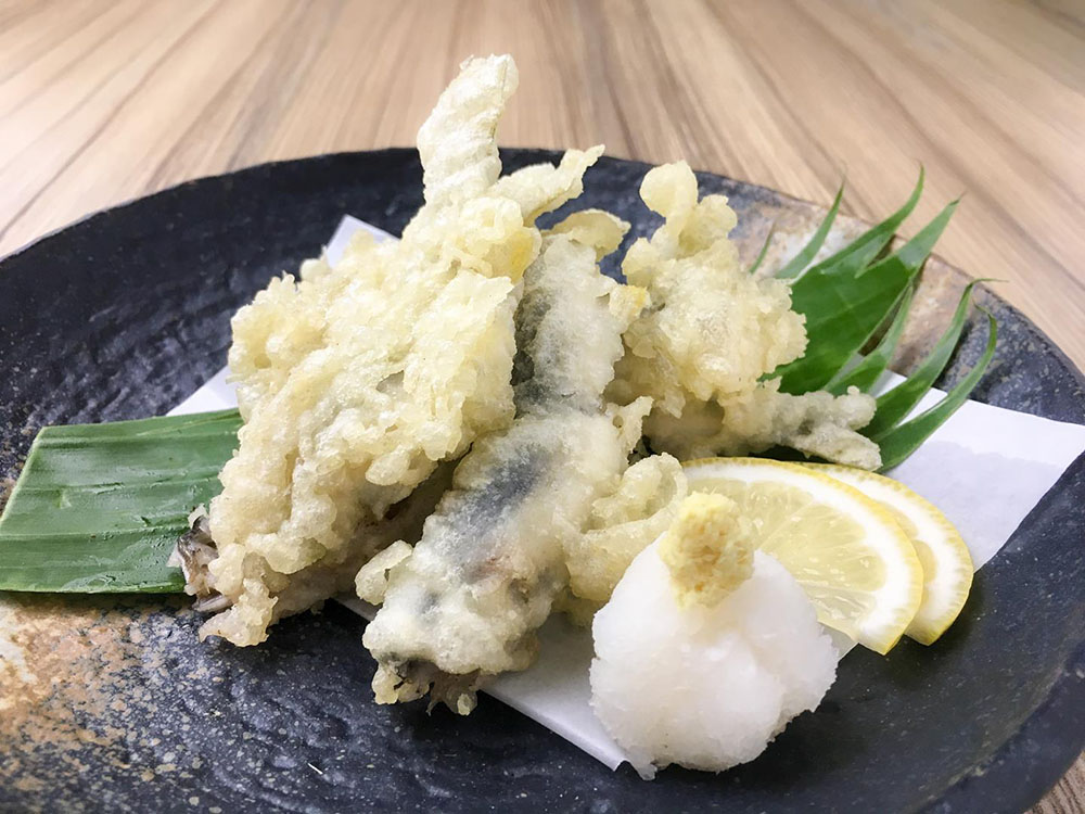 Chi ayu tempura is a delectable dish of young fish copy