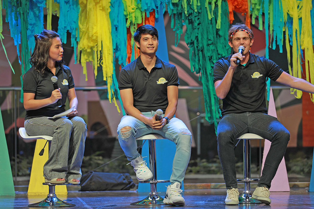 Juan for Fun 2019 travel coaches (from left) Joyce Pring, Mikael Daez, and Kyle “Kulas” Jennermann talk about their travel experiences around the Philippines.