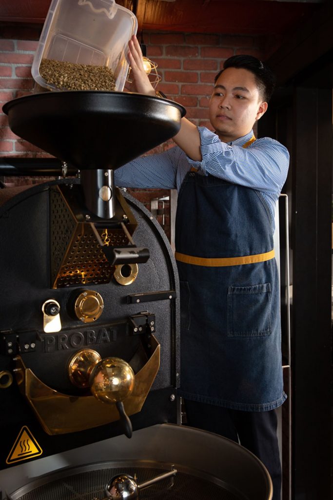 The Garage's The Roaster barista Jordan Yniesta is a “coffee roaster” of Philippine coffee beans in the Probat 5 machine on property