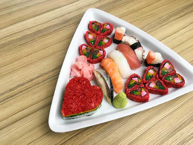 Sushi is given a romantic twist in this special dish for Kitsho's Valentine dinner copy