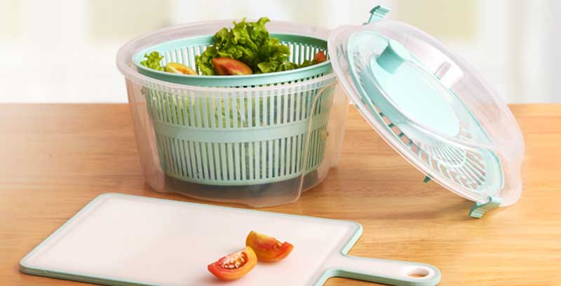 Wash and dry vegetables thoroughly with this Gondol Vega Salad Spinner.