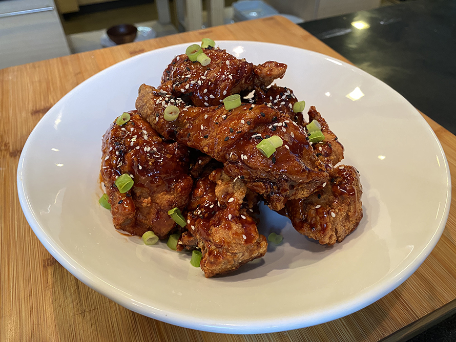 Korean Style Fried Chicken and Crispy Fried Chicken with Mashed